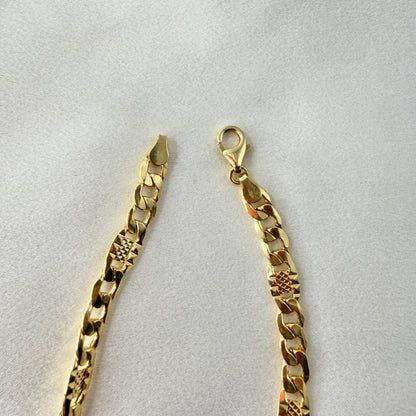 Figaro Link with Diamond-Cut Textured Bar Links MB023
