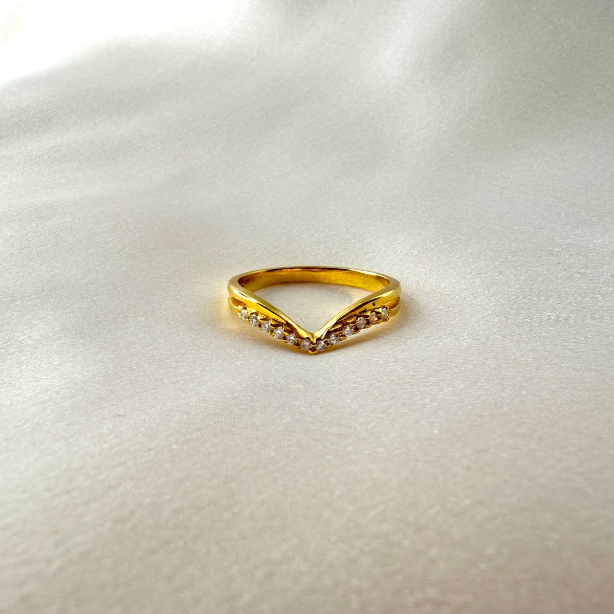 Yellow Gold Chevron Diamond Ring RG-051