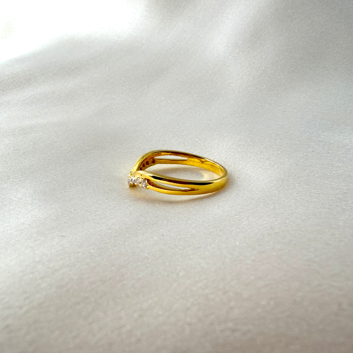 Yellow Gold Chevron Diamond Ring RG-051