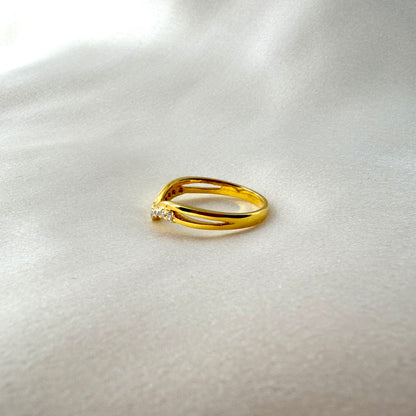 Yellow Gold Chevron Diamond Ring RG-051