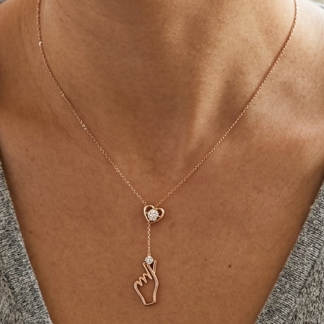 Finger Heart Diamond Necklace NL198