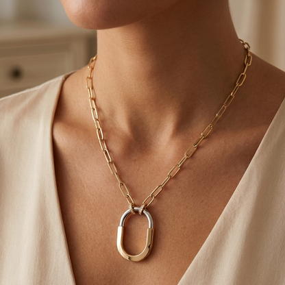 Oversized Carabiner Paperclip Necklace NL200