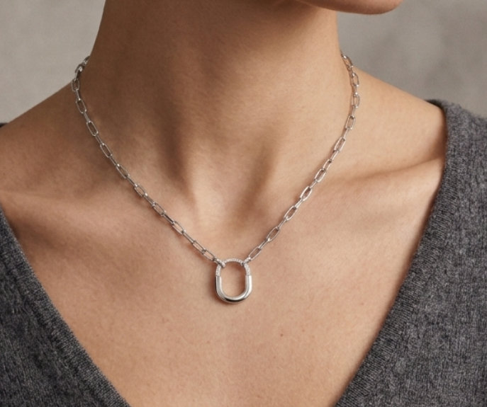 Carabiner Diamond Necklace NL220