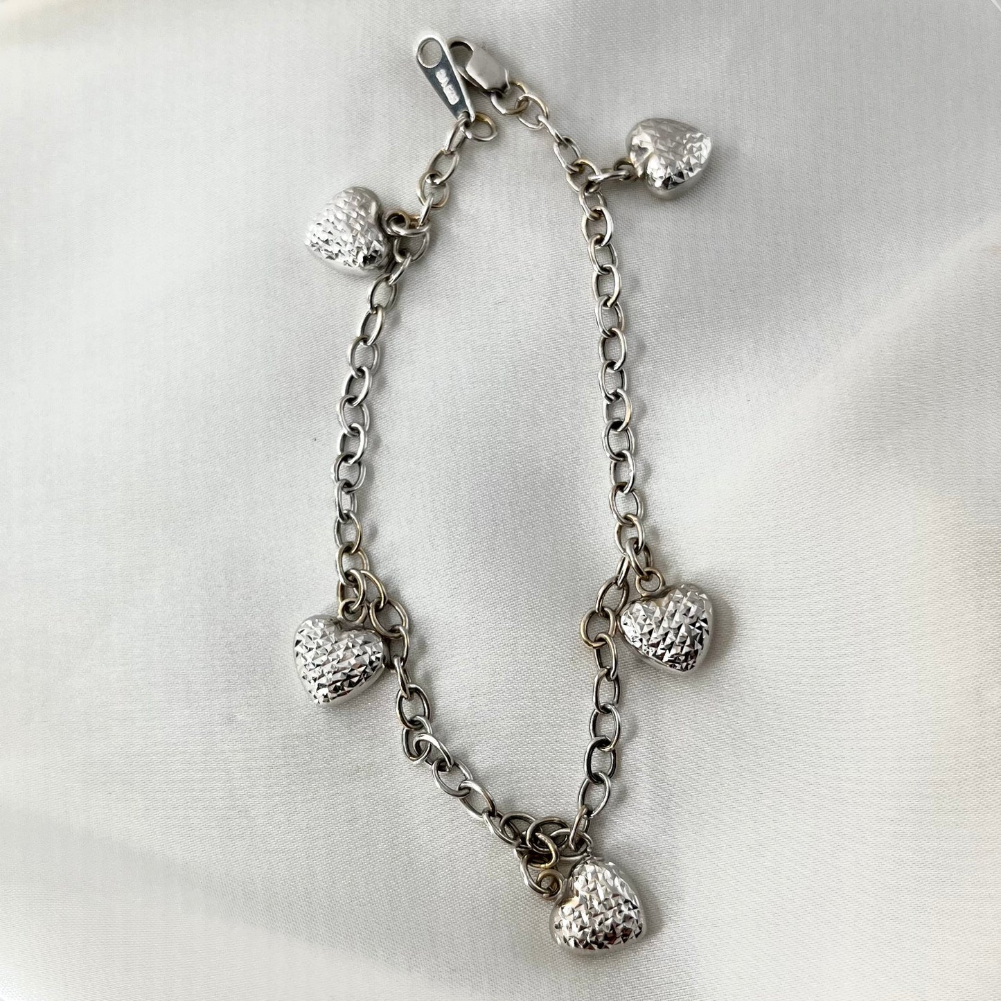 Heart Charms White Gold Bracelet BR031