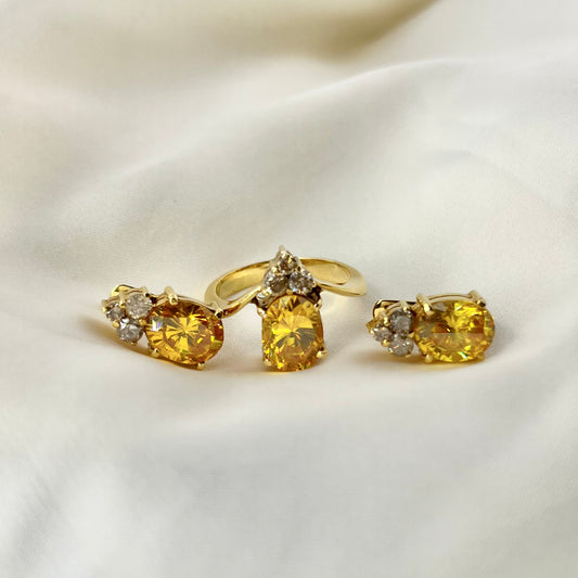 Yellow Topaz Diamond Set ST031