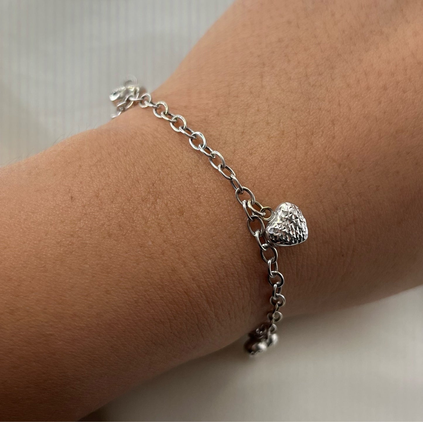 Heart Charms White Gold Bracelet BR031