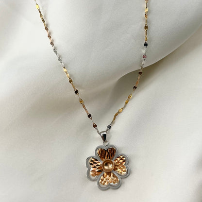 Two-tone Flower Necklace NL066