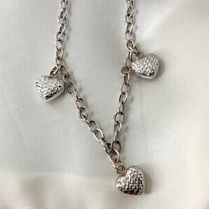 Heart Charms White Gold Bracelet BR031