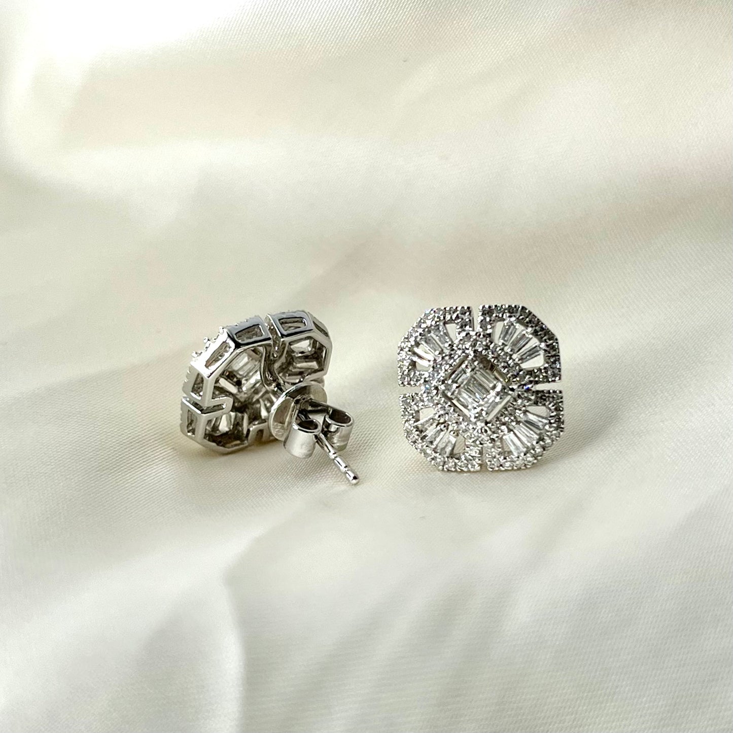 HK Square Pave Earrings ER043