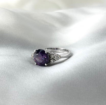 Amethyst Birthstone Diamond Ring RG007