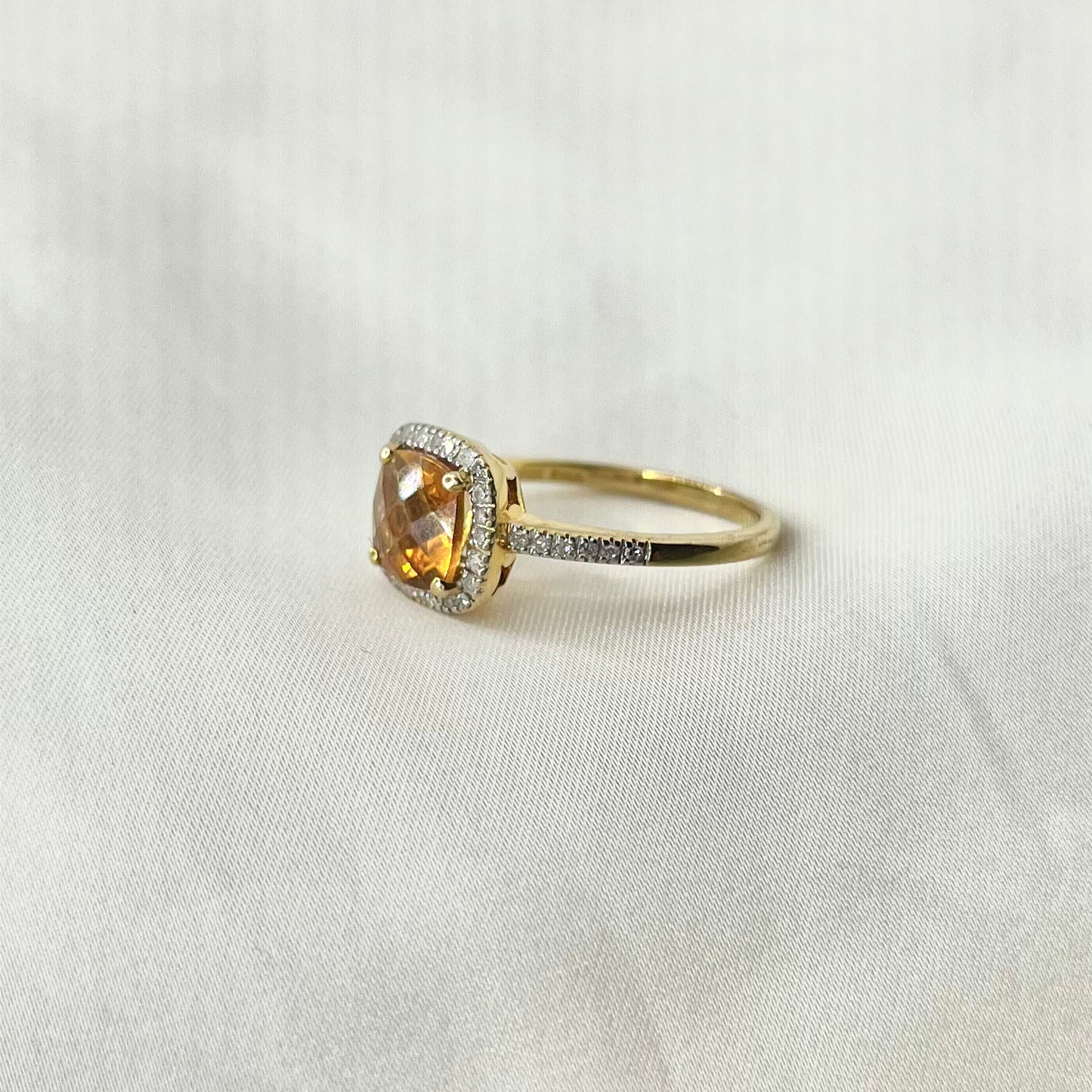 Citrine Birthstone Diamond Ring RG034