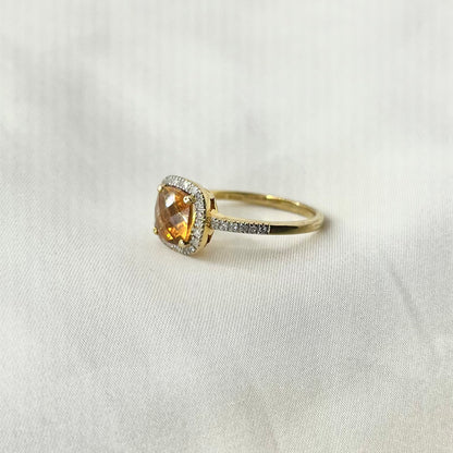 Citrine Birthstone Diamond Ring RG034