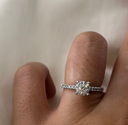 Solitaire Pave Engagement Ring EG011