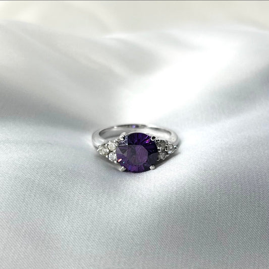 Amethyst Birthstone Diamond Ring RG007