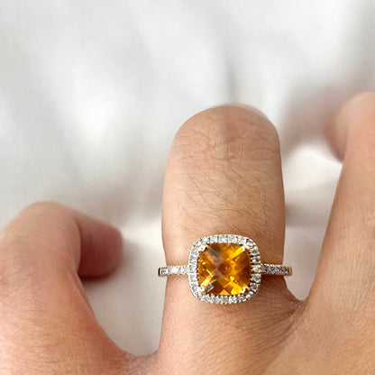 Citrine Birthstone Diamond Ring RG034