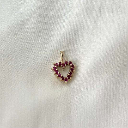 Small Reversible Ruby/Diamond Heart Pendant PD023