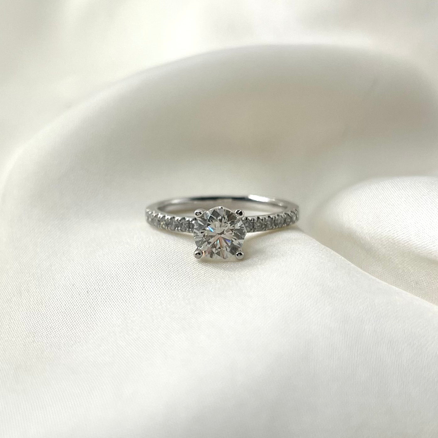 Solitaire Pave Engagement Ring EG011