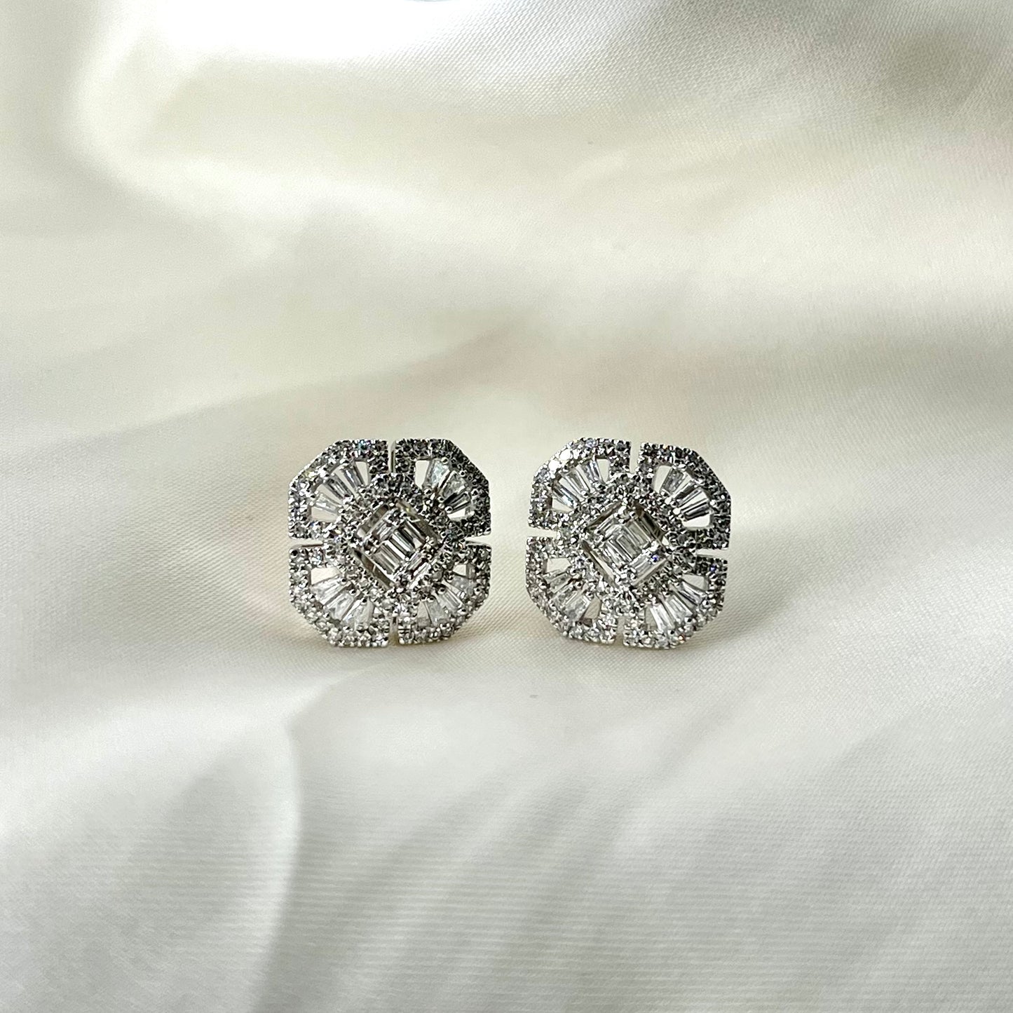 HK Square Pave Earrings ER043