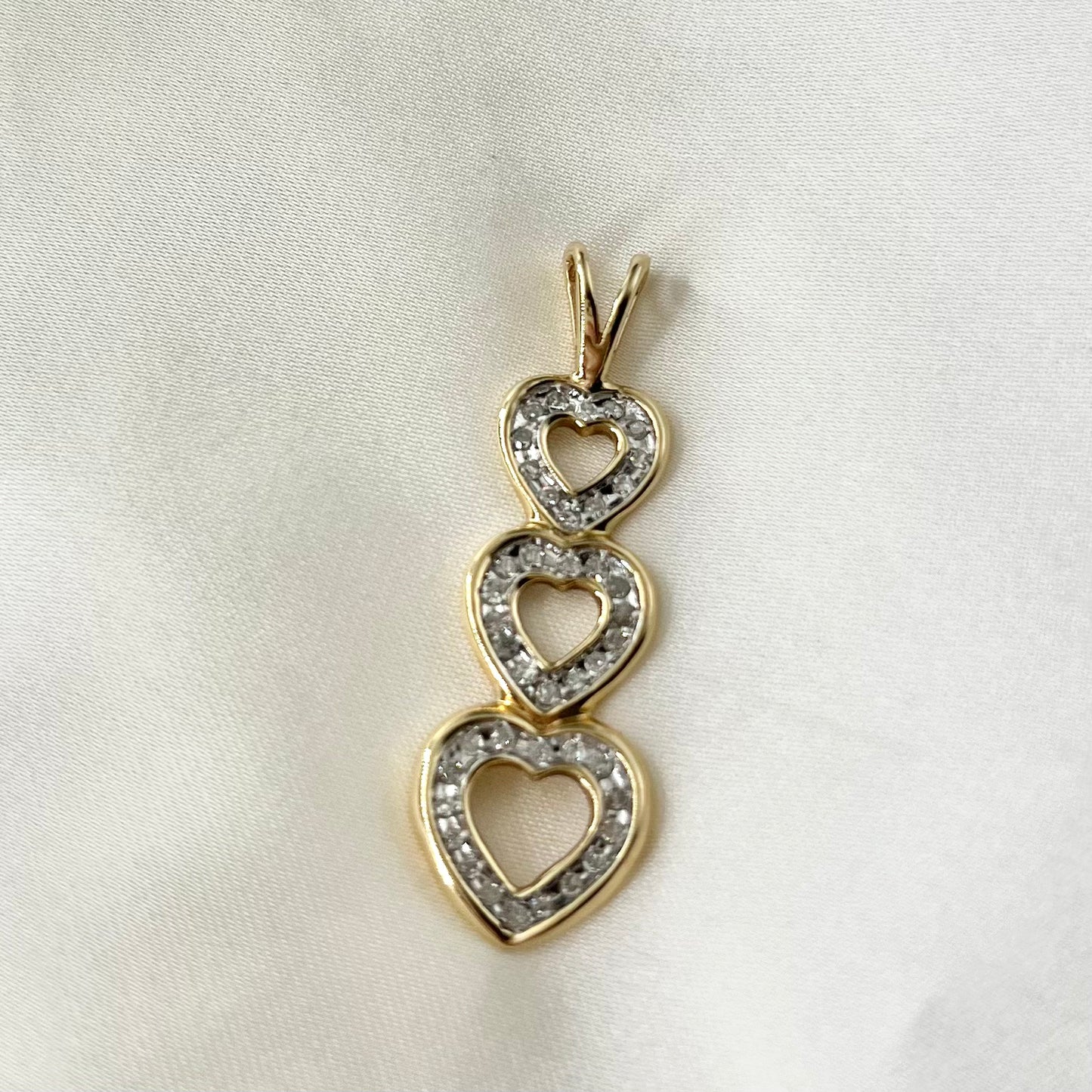 Triple Diamond Heart Pendant PD027