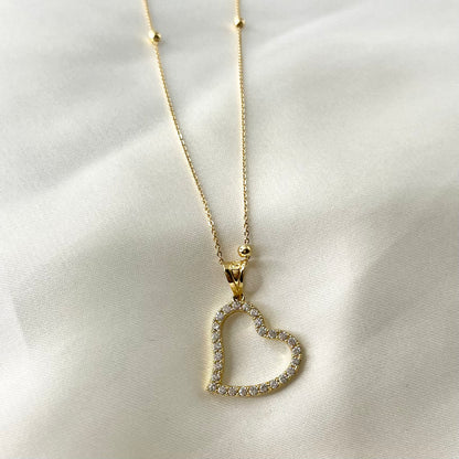 Heart Zirconia Bead Necklace NL063