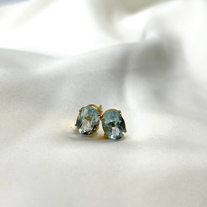 Aquamarine Birthstone Gold Earring